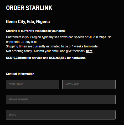 How to Order Starlink in Nigeria